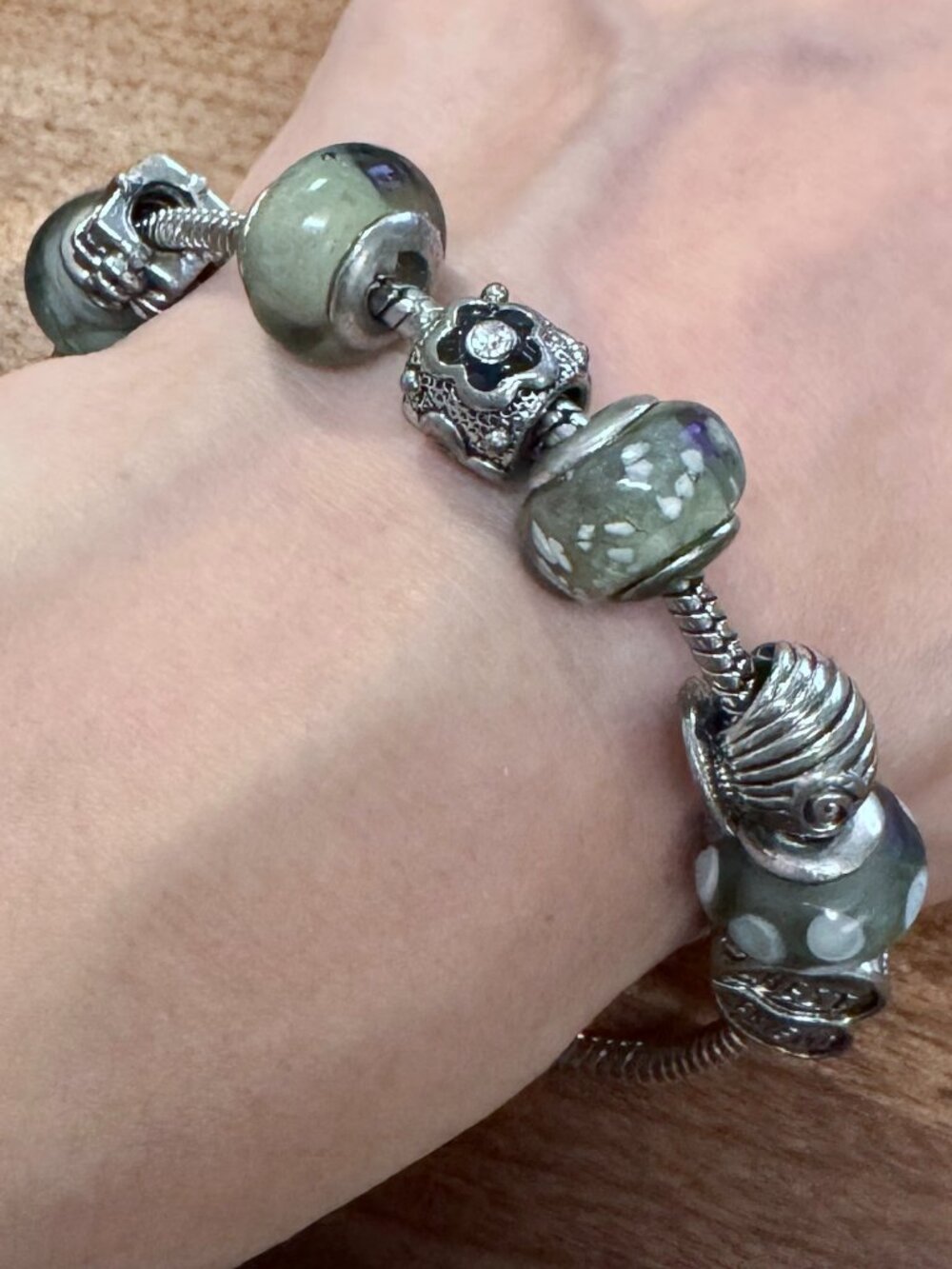 Charm Bracelet with Glass Beads